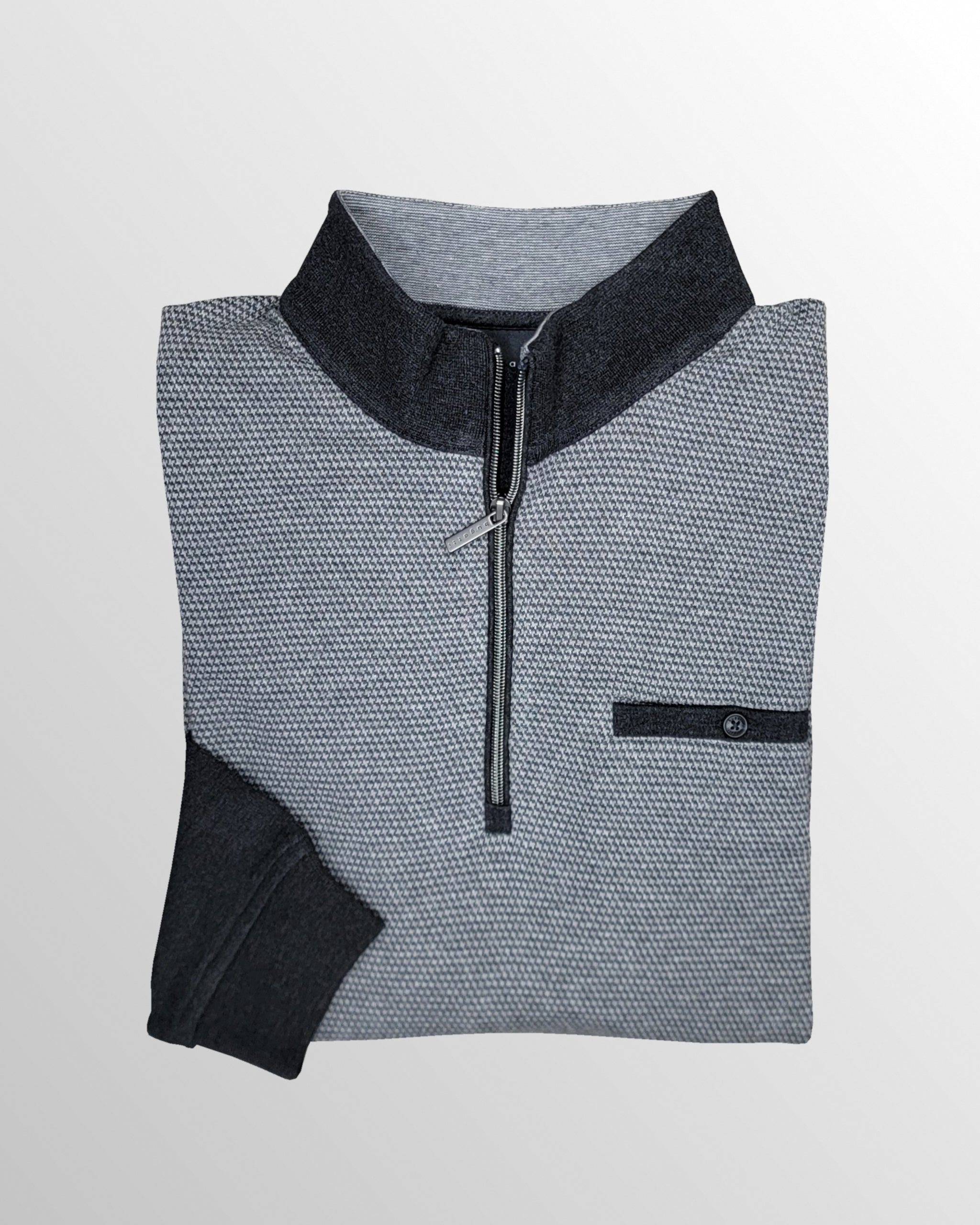 1/4 Zip Sweatshirt in Two Tone Grey