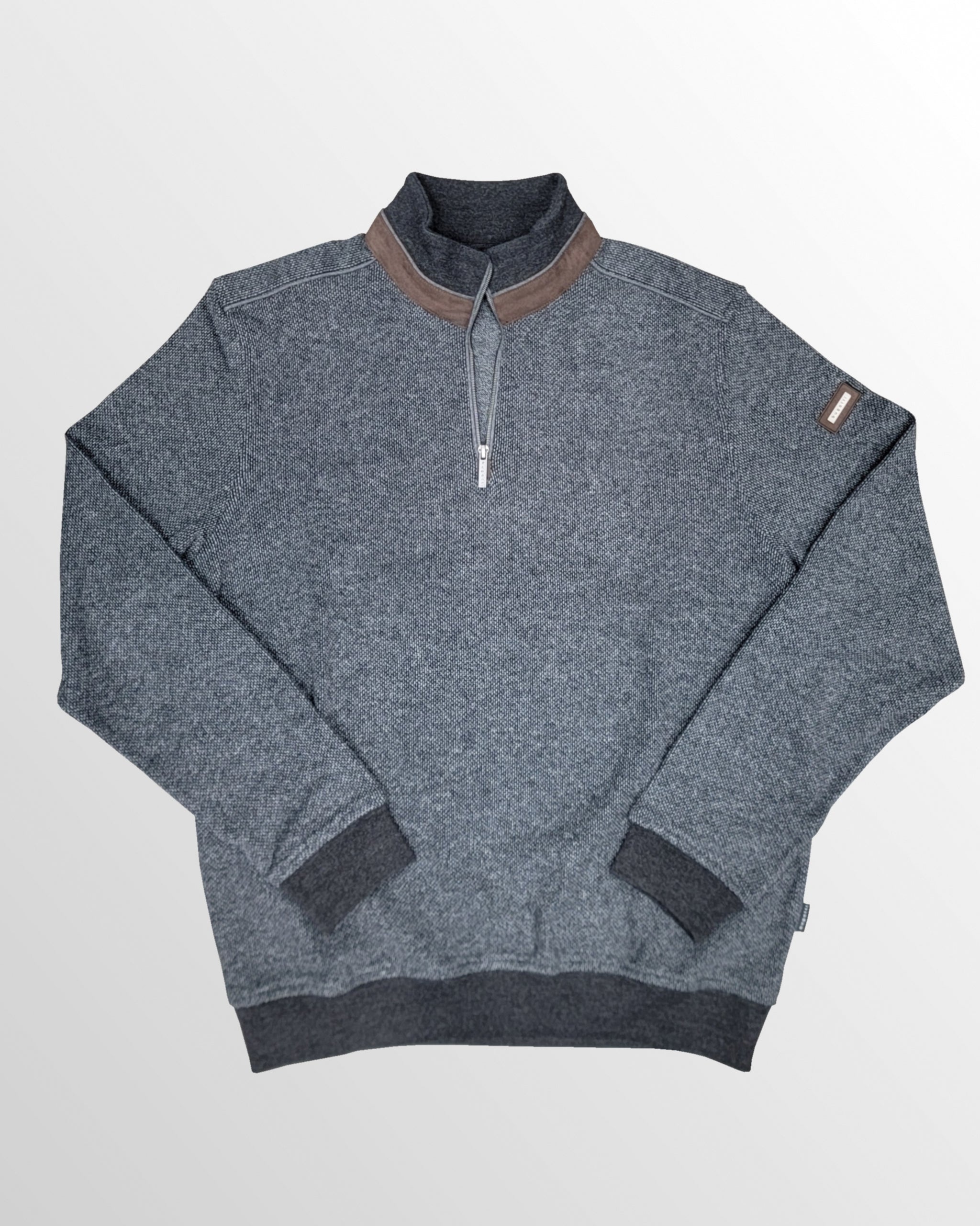 1/4 Zip Sweatshirt in Charcoal with Brown Detailing