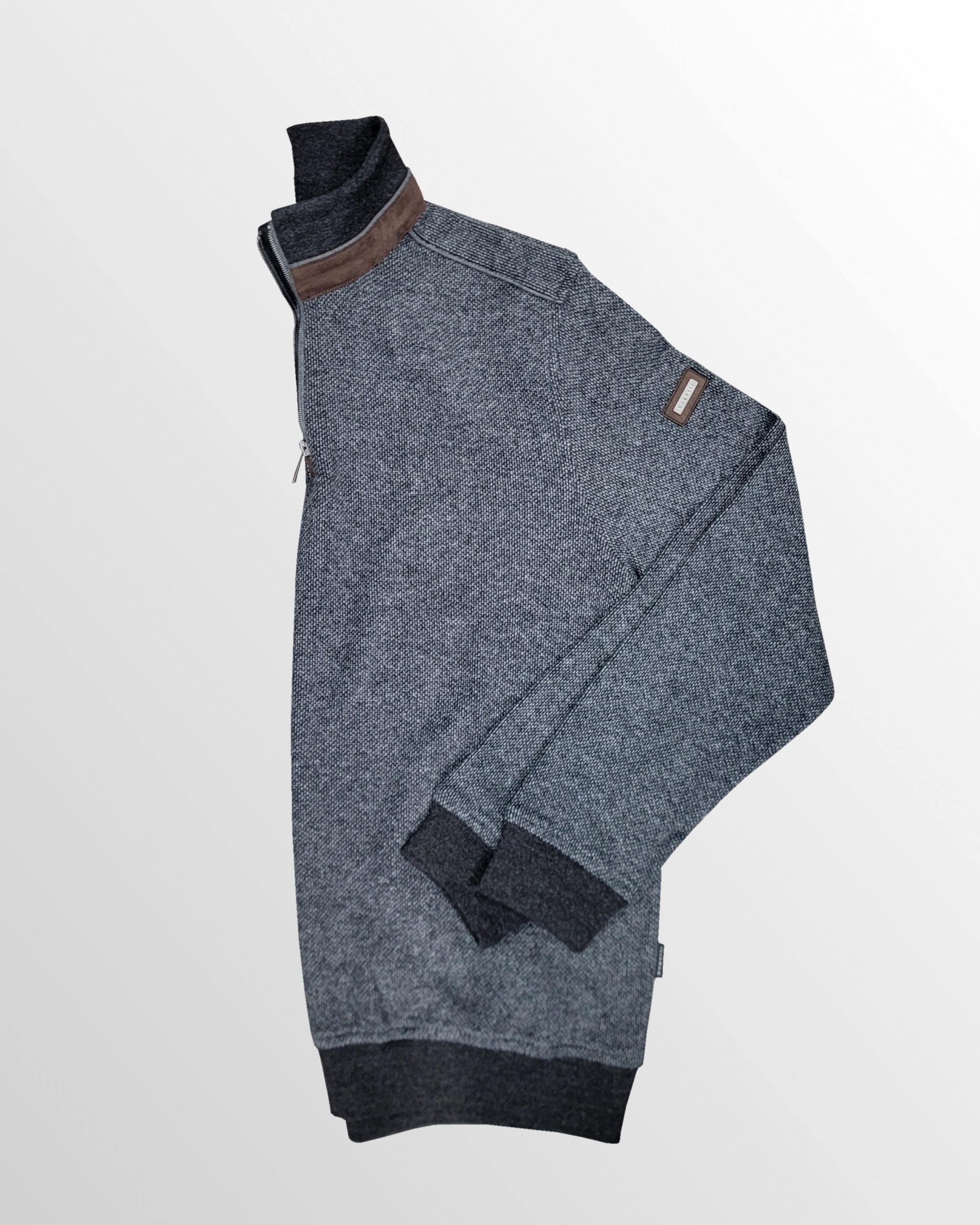 1/4 Zip Sweatshirt in Charcoal with Brown Detailing