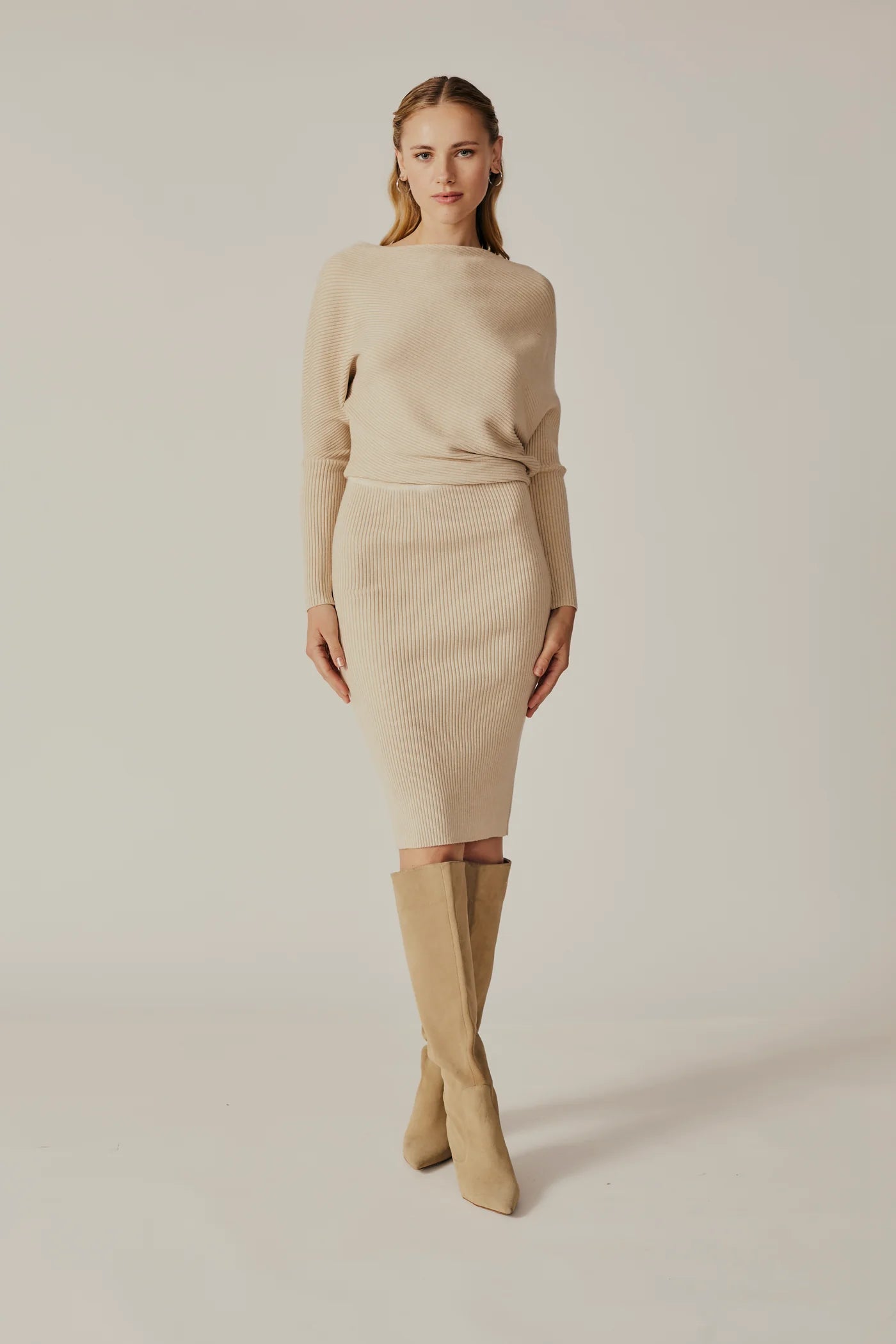 Kyux Knit Dress in Ecru Melange