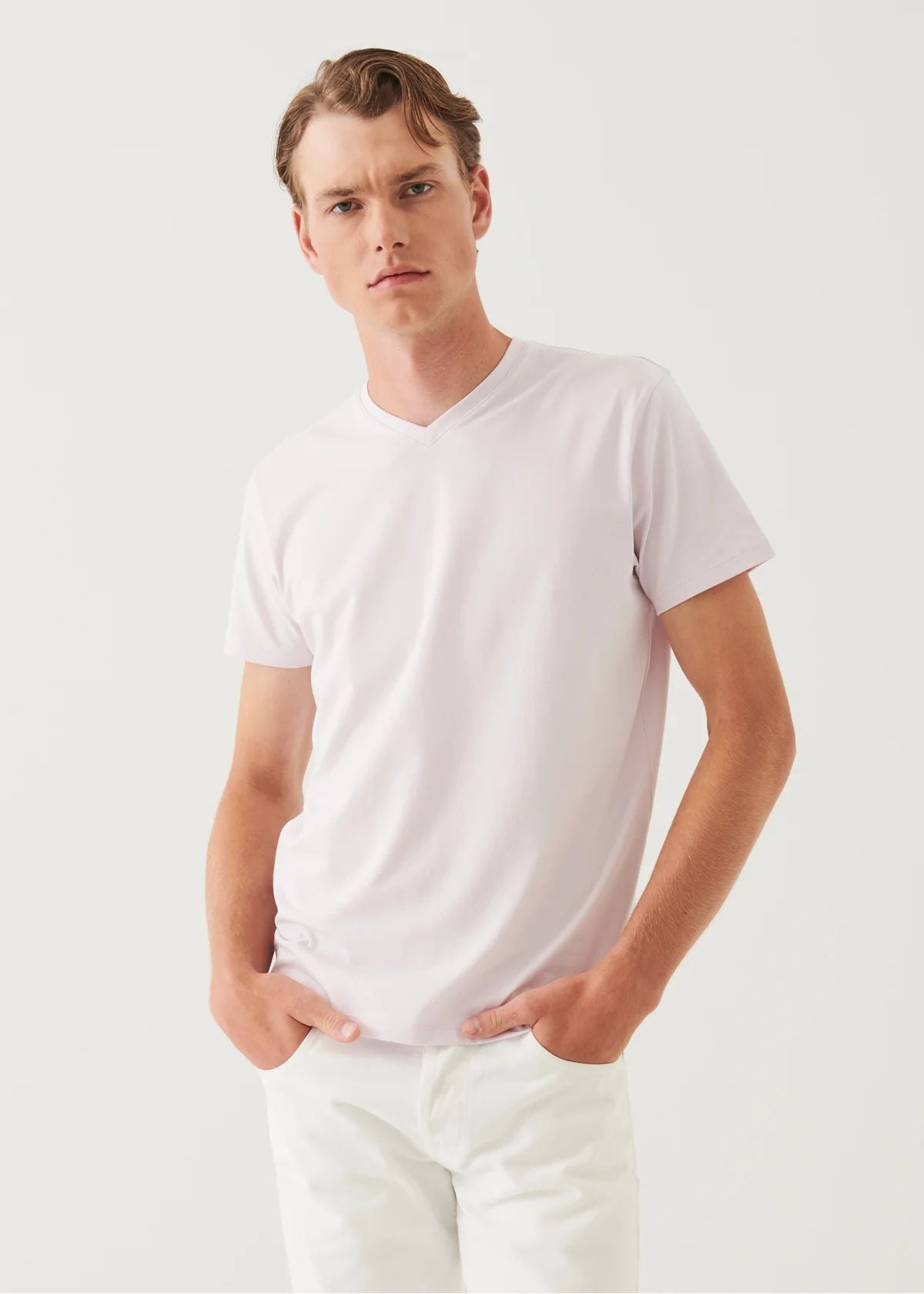 Iconic Pima Cotton V-Neck in Misty Rose