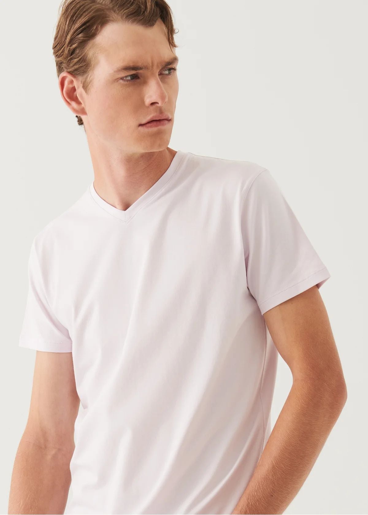 Iconic Pima Cotton V-Neck in Misty Rose