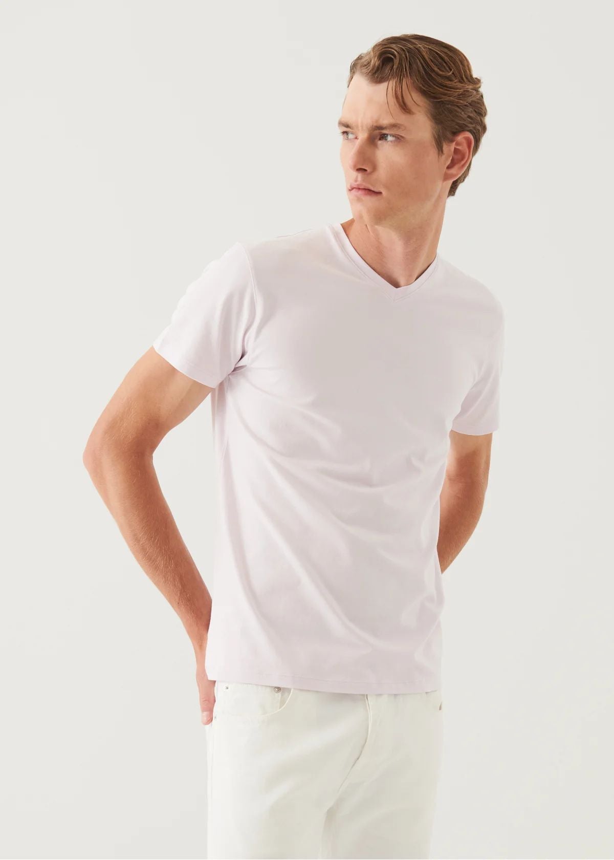 Iconic Pima Cotton V-Neck in Misty Rose