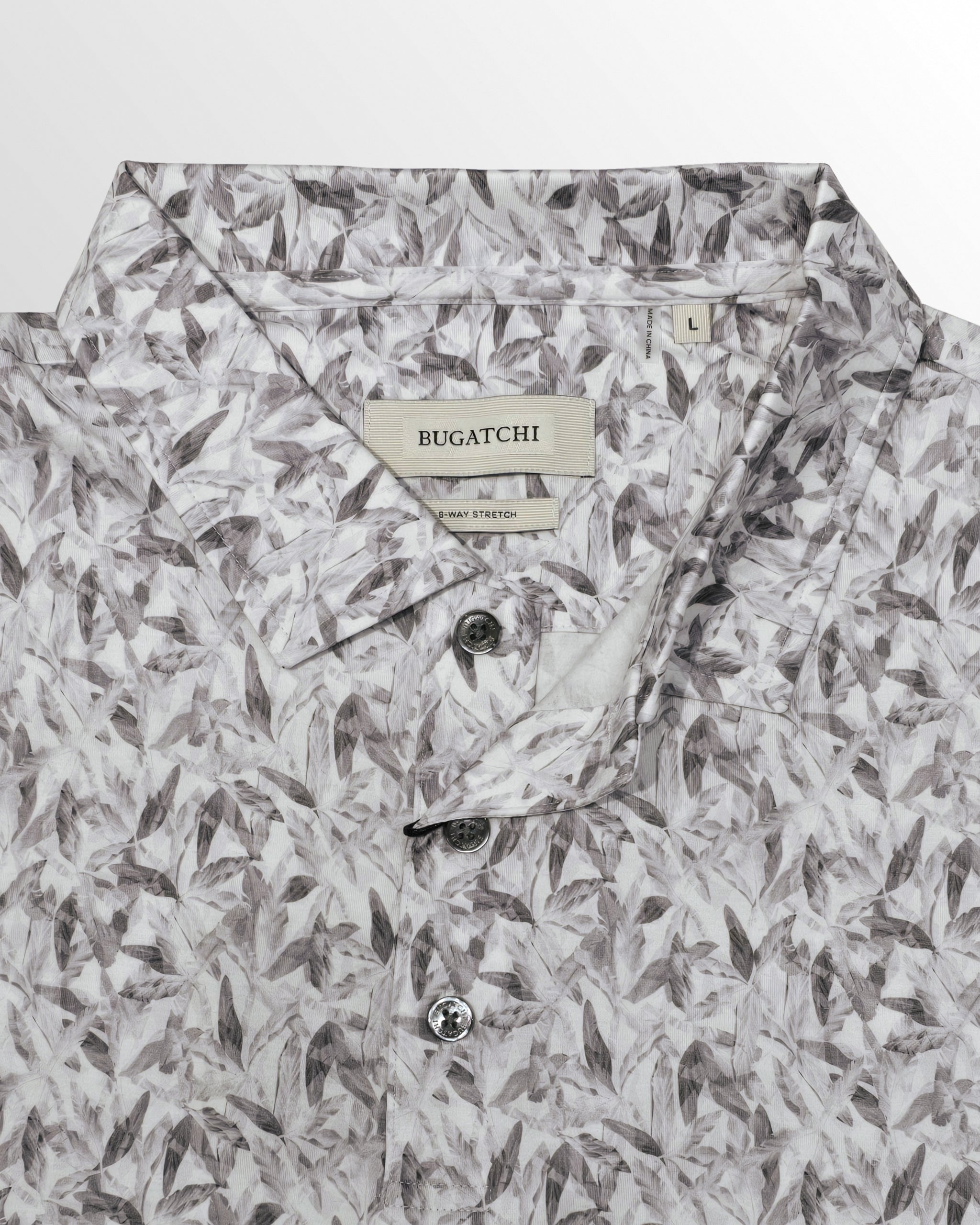 OoohCotton Short Sleeve Polo in Platinum Feather Print