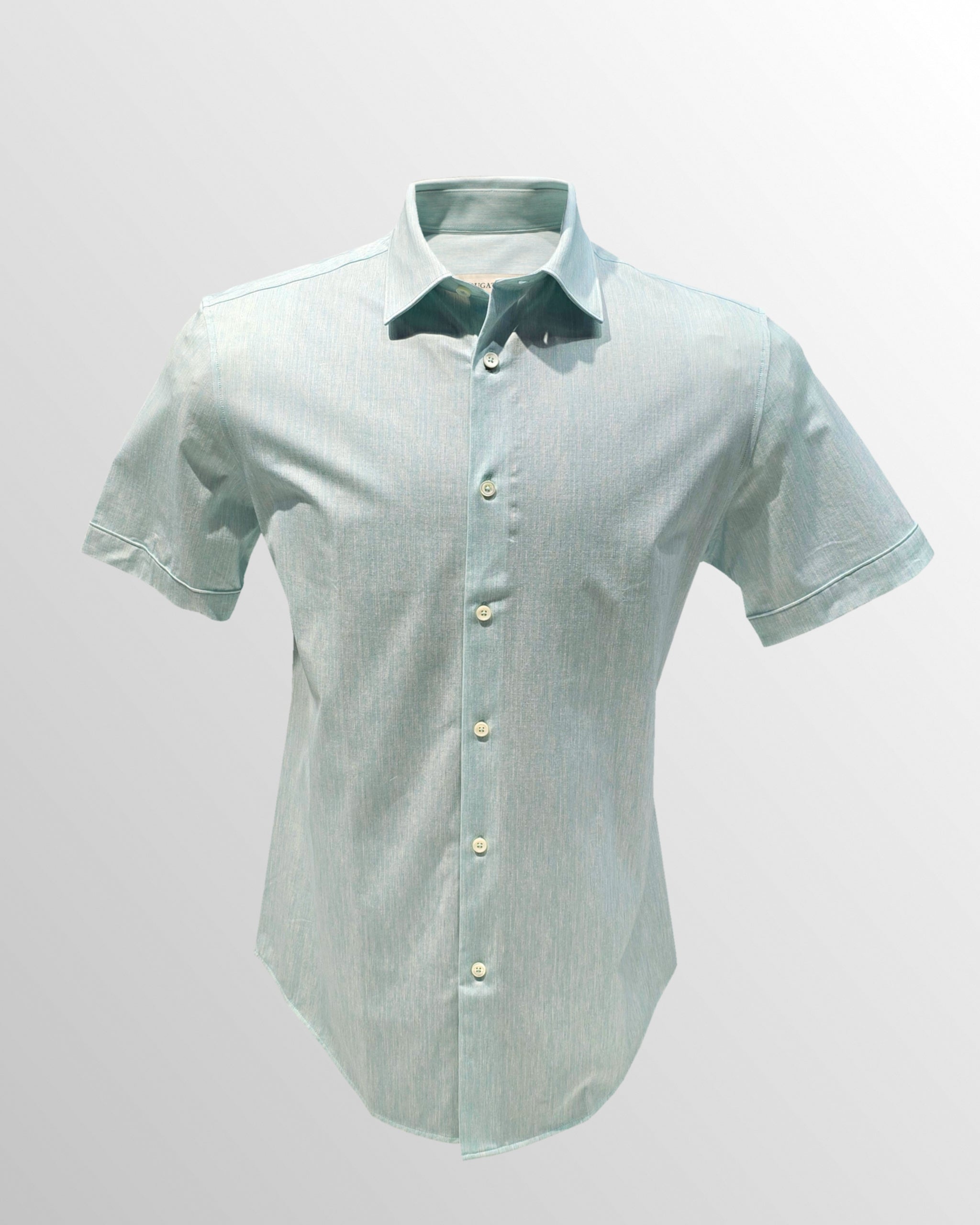 OoohCotton Short Sleeve Casual Shirt in Jade Brushed Metal