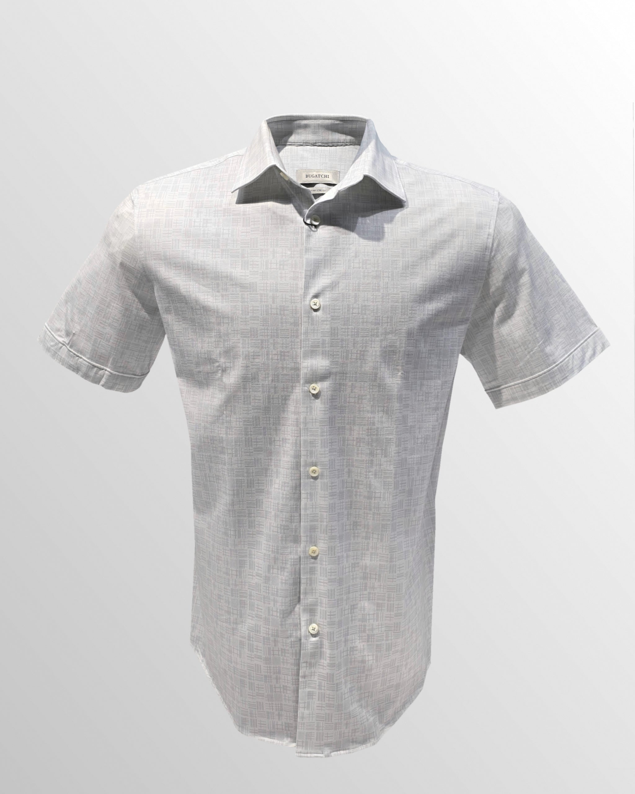 OoohCotton Short Sleeve Casual Shirt in Platinum Etched Weave