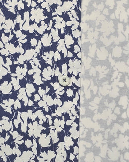 OoohCotton Short Sleeve Casual Shirt in Navy White Floral Print