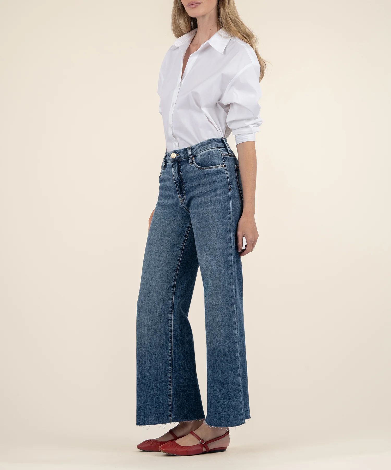 Meg High Rise Wide Leg Long Jean in Family