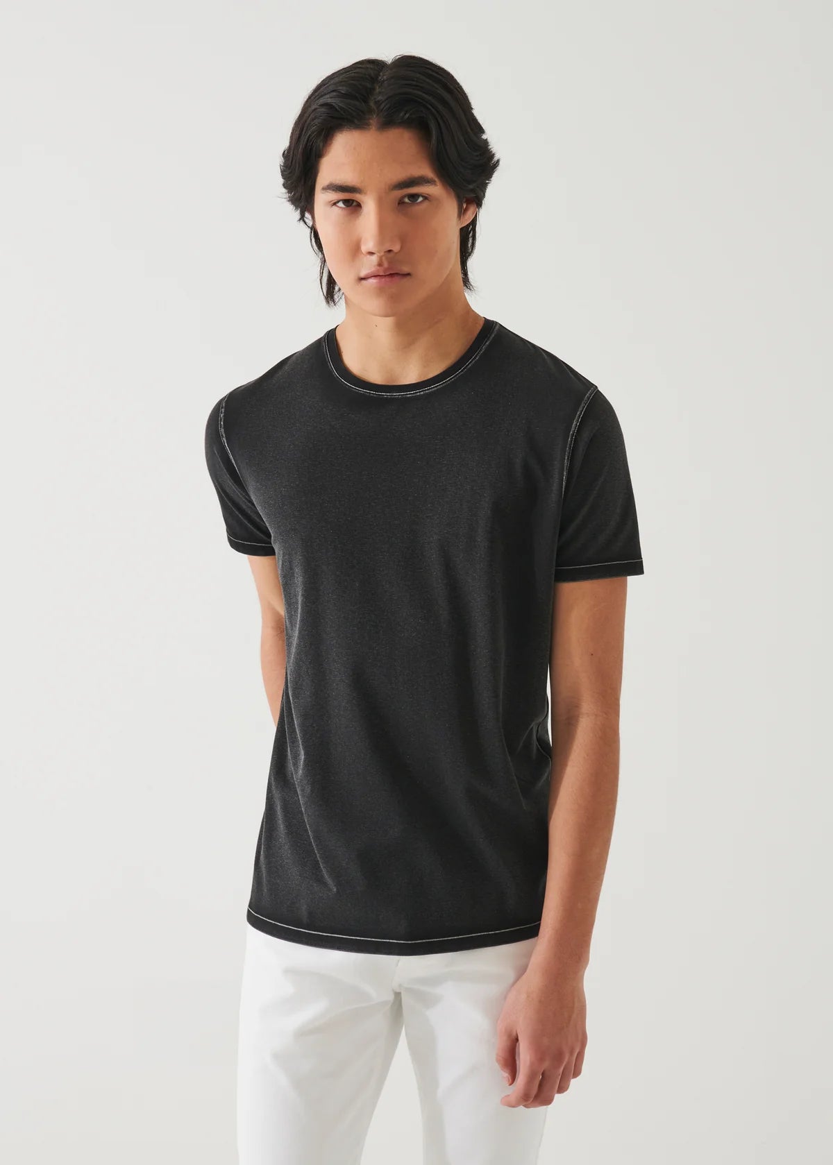 Iconic Pima Cotton Vintage Wash Crew Neck in Black