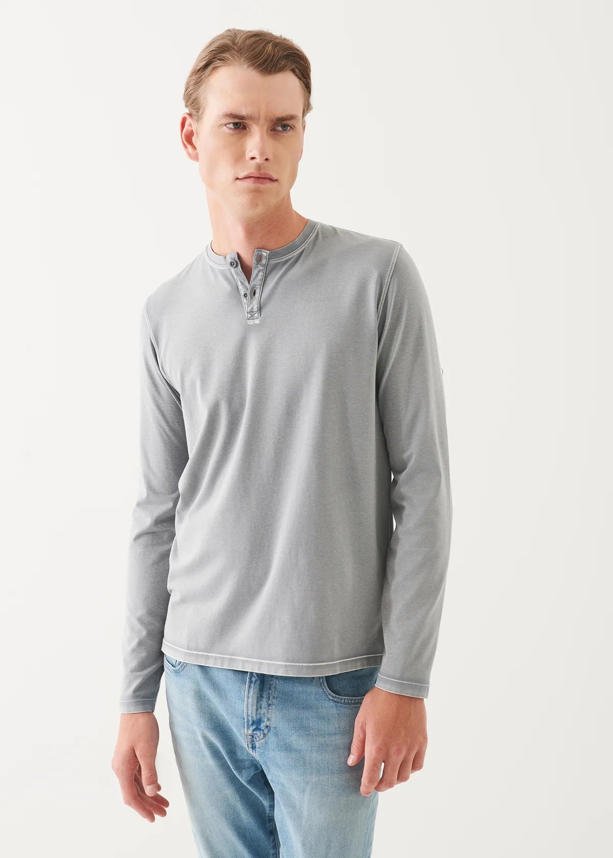 Vintage Wash Henley in Grey Mist