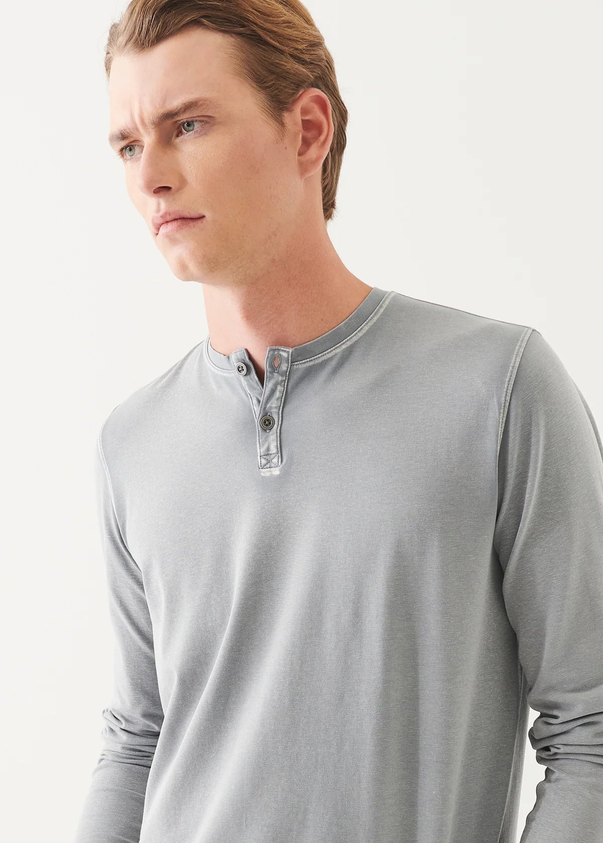 Vintage Wash Henley in Grey Mist