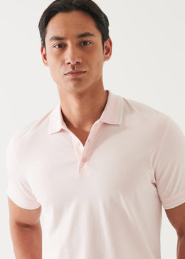 Patrick Assaraf Cotton Stretch Tipped Polo in Pale Pink