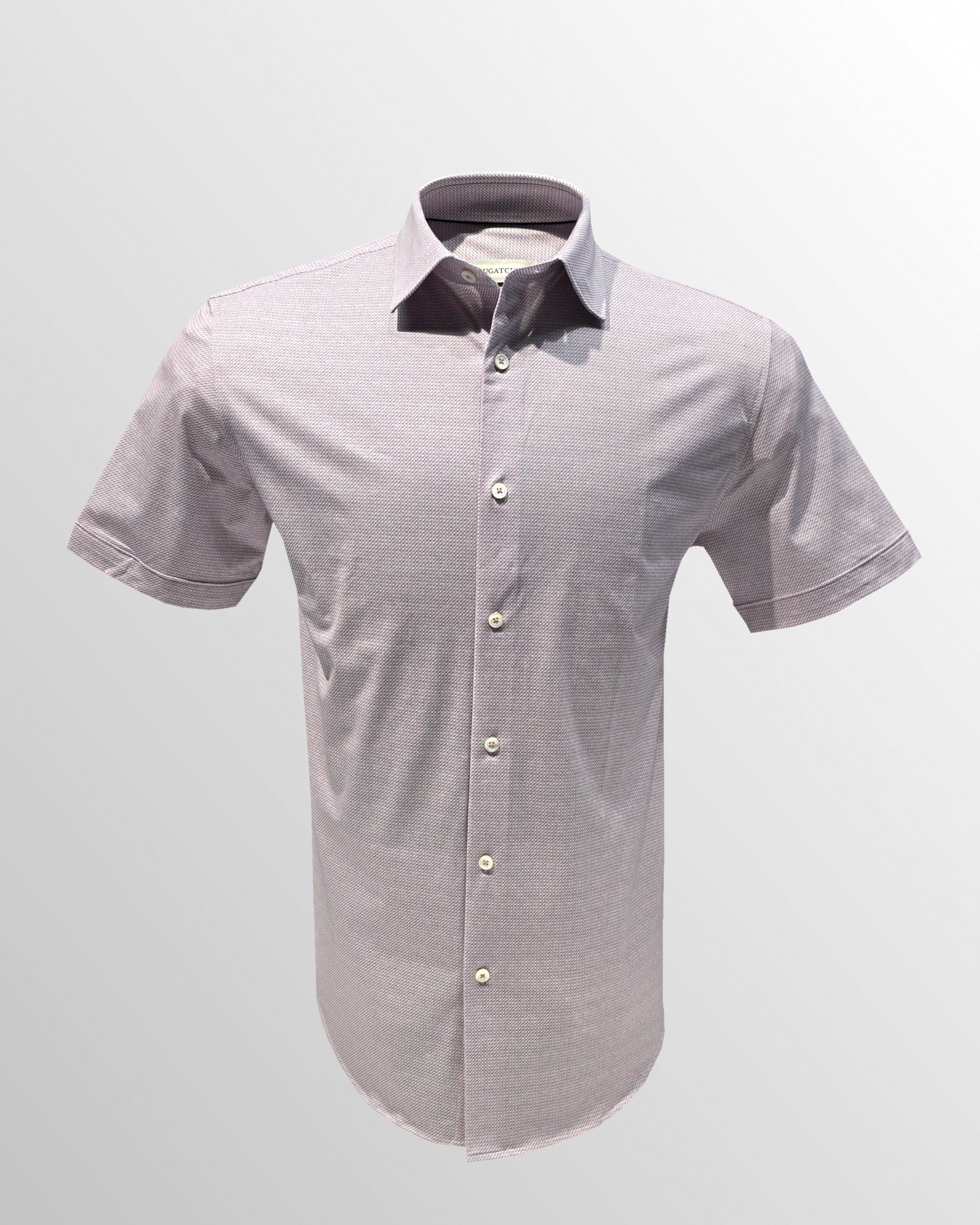 OoohCotton Short Sleeve Casual Shirt in Dusty Pink Wave Weave