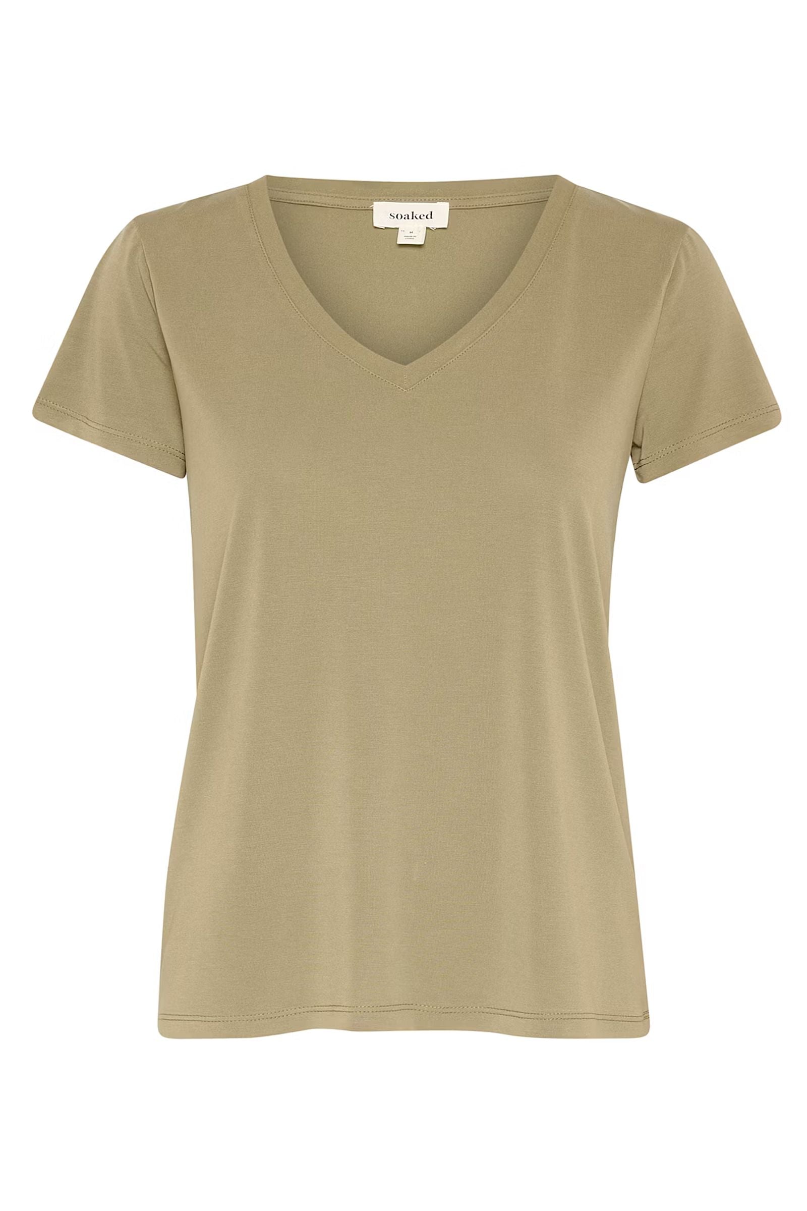 Columbine V-Neck T-Shirt in Covert Green