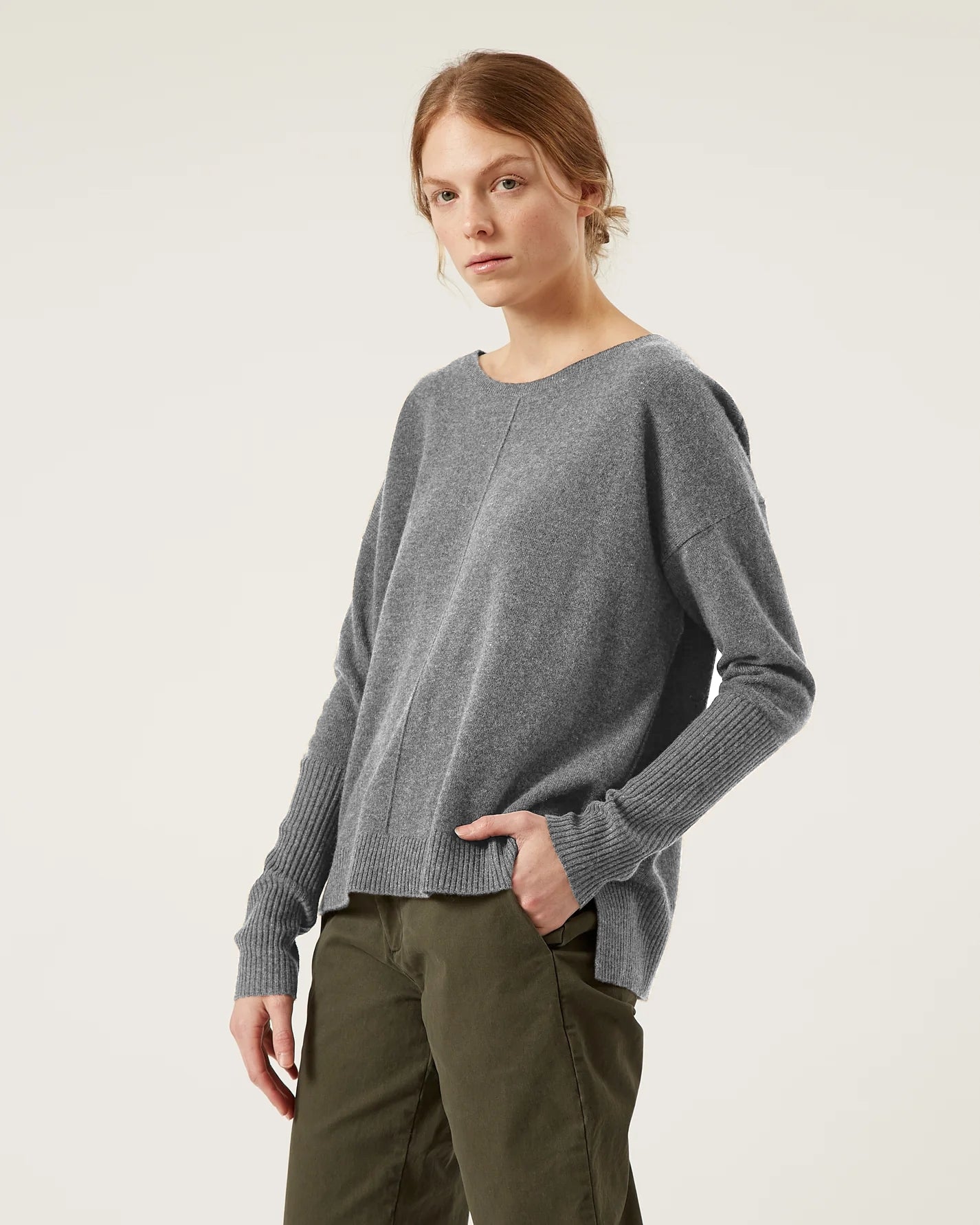 Kent Wool Cashmere Sweater in Dark Grey