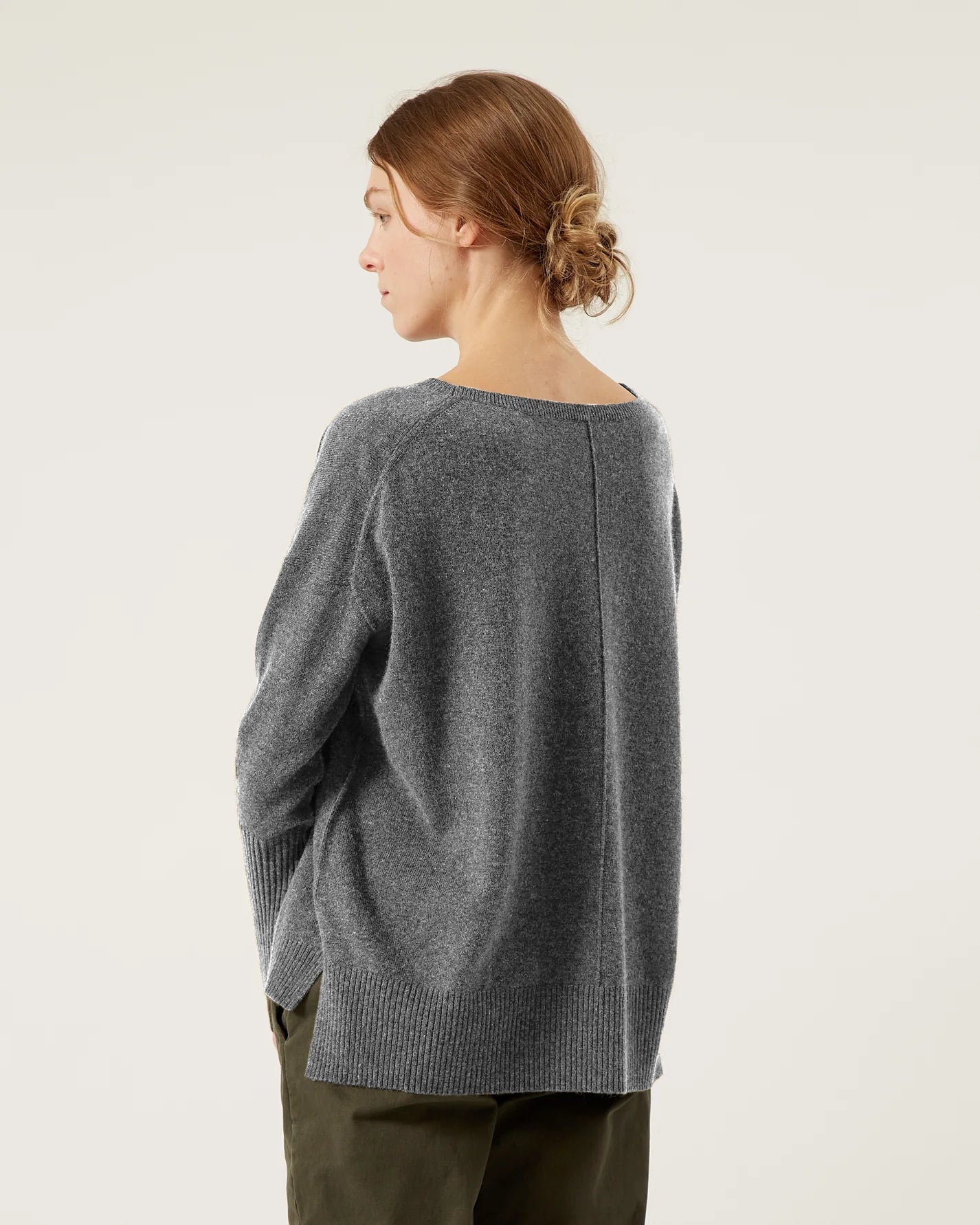 Kent Wool Cashmere Sweater in Dark Grey