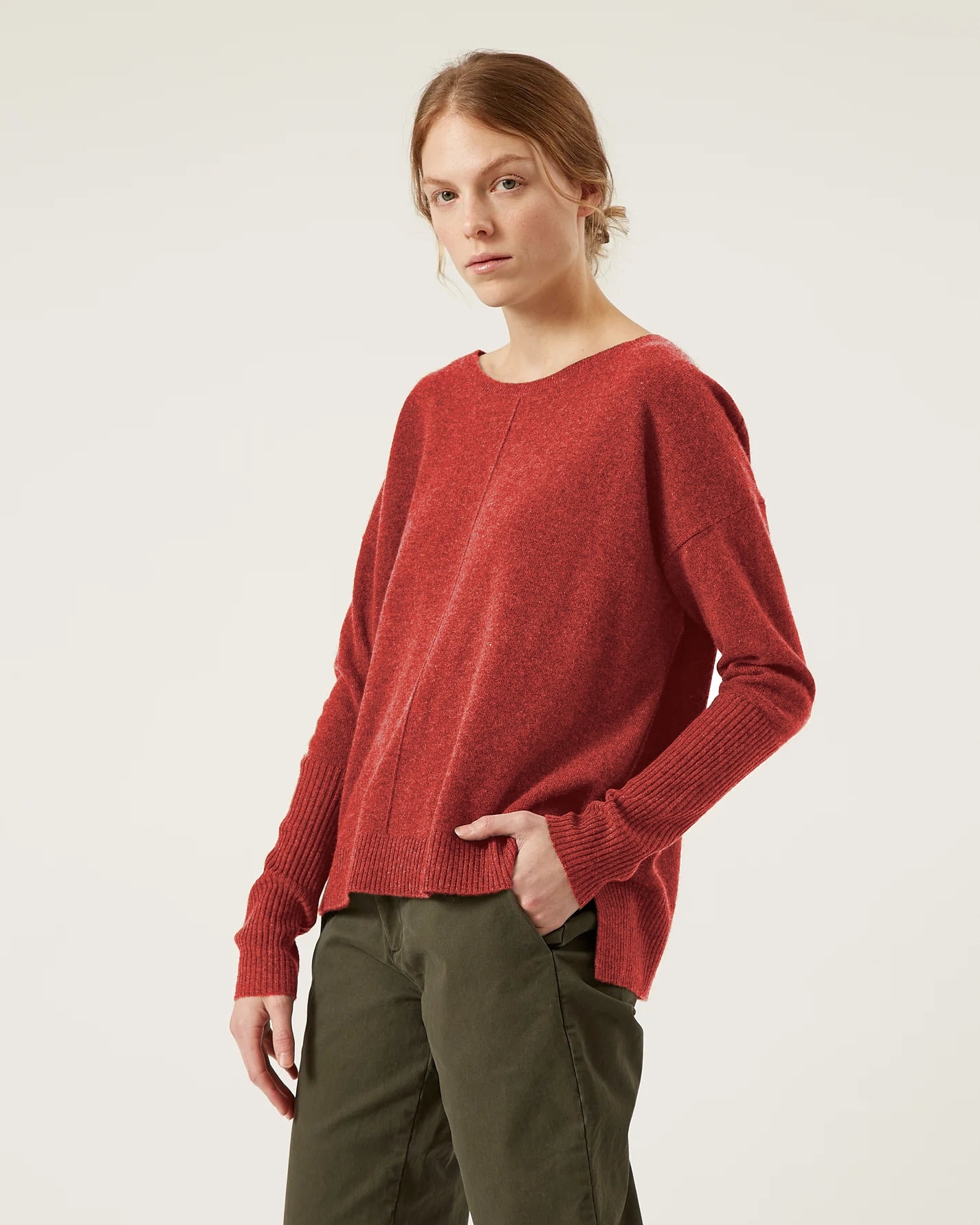 Kent Wool Cashmere Sweater in Red