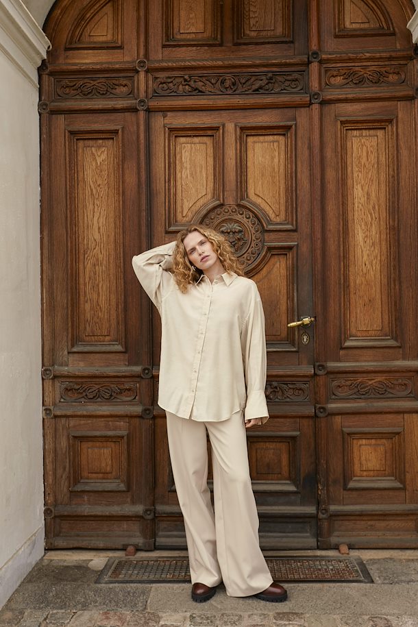 Corinne Wide Trouser in Oatmeal