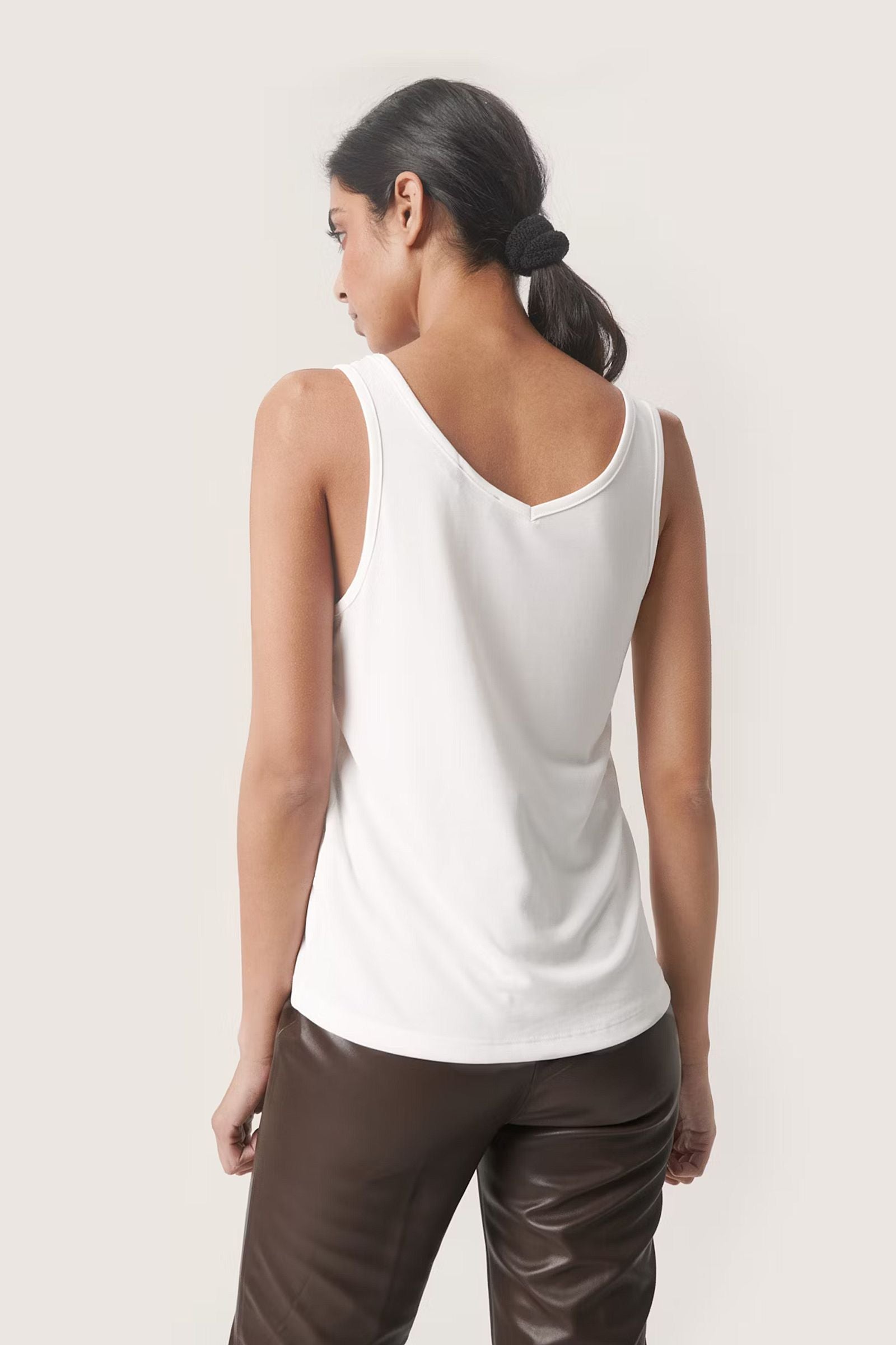 Columbine V-Neck Tank Top in Broken White