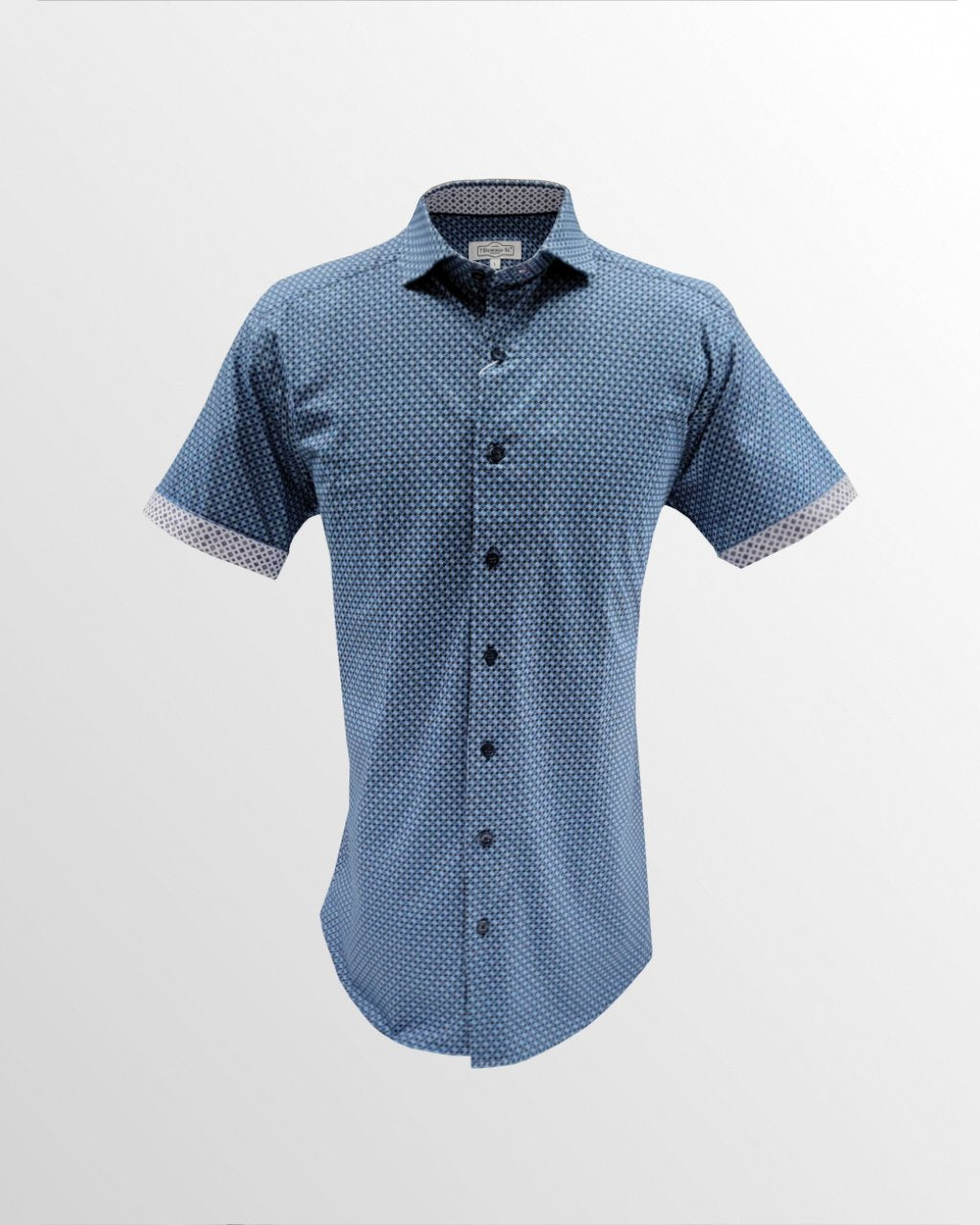 7 Downie St. Short Sleeve Sport Shirt in Wavy Blue