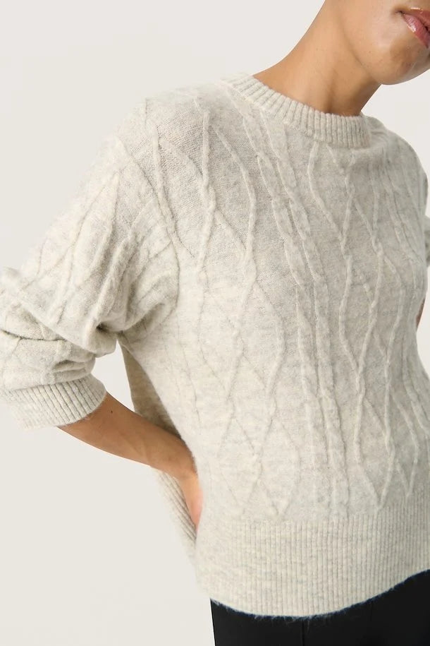 Rakel Pullover in White Grey Melange