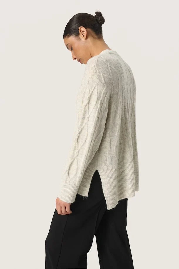 Rakel Pullover in White Grey Melange